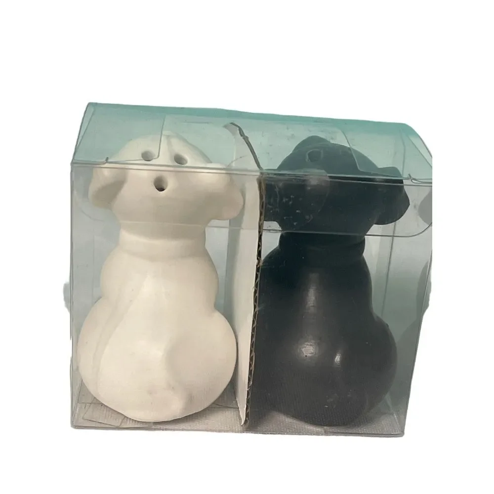 Adorable Black and White Dog Salt and Pepper Shakers‎ Set Ceramic Kitchen Decor